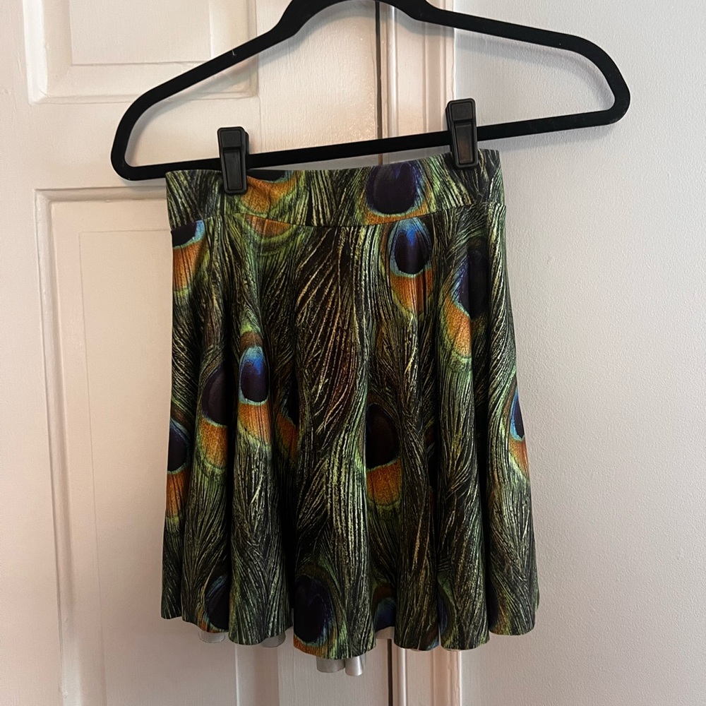 Peacock Feather Print Skirt